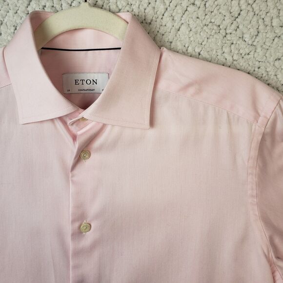 Eton Dress Shirt Men 15.5 Salmon Twill Signature Fit Business Smart 42x30 - Picture 4 of 10